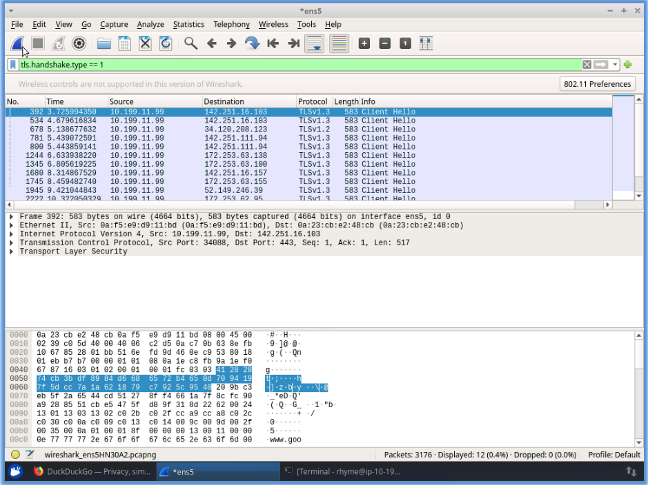 TCP/IP traffic with Wireshark